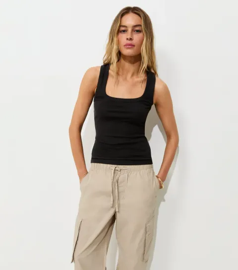 Women's Black Square Neck Vest Top