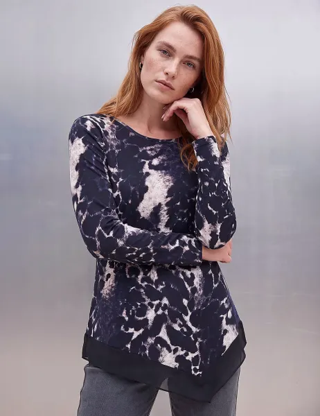 Roman Animal Print Top Black