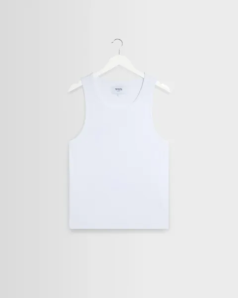 Montague - White Ribbed Organic Cotton Vest