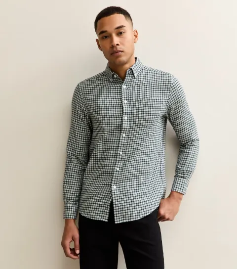 Men's Dark Green Regular Cotton Check Shirt