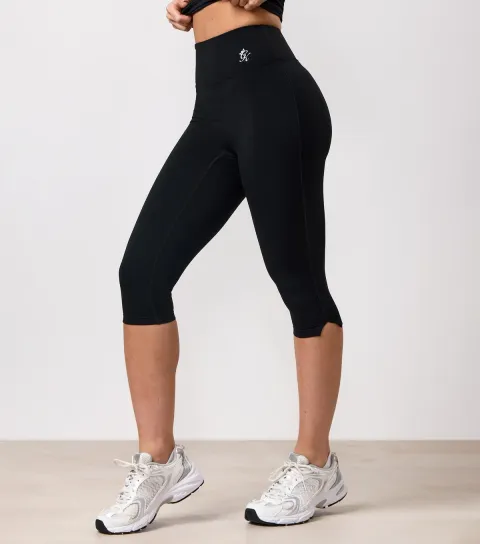 Women's Black 365 Logo Print Capri Leggings