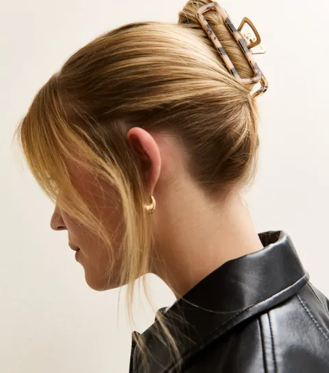 New Look Brown Rectangular Resin Claw Clip