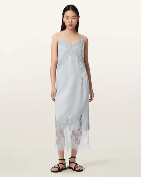 Samia Linen Lace Midi Dress