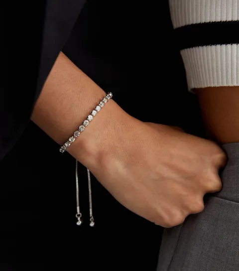 Silver Diamanté Toggle Bracelet