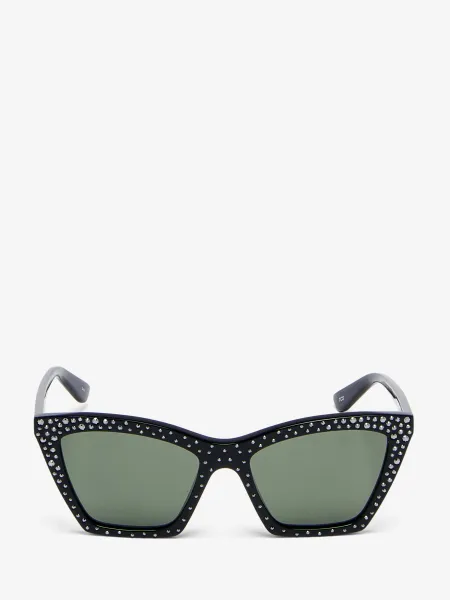 Spike Geometric Cat-eye Sunglasses with Crystals