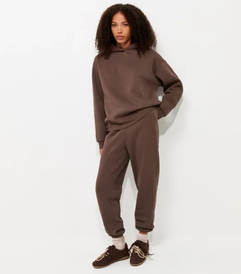 New Look Women's Dark Brown Cotton Rich Cuffed Joggers