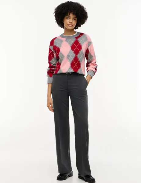Tommy Hilfiger Pure Cotton Argyle Crew Neck Jumper Grey Mix