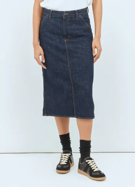 Single-Knee Denim Skirt