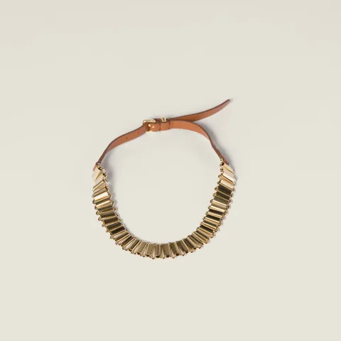 Metal and leather necklace