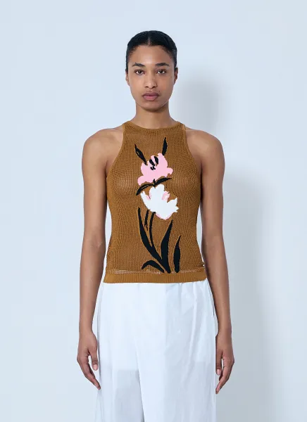Floral Intarsia Knit Top