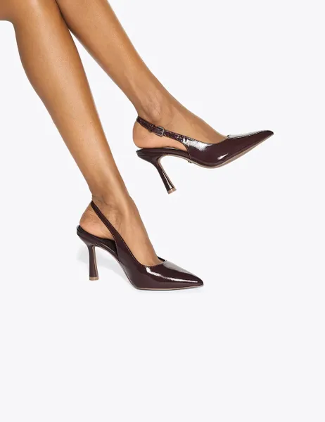 Kurt Geiger Adina Stiletto Heel Slingback Court Shoes Burgundy