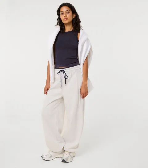 Women's Grey Drawstring Wide Leg Joggers