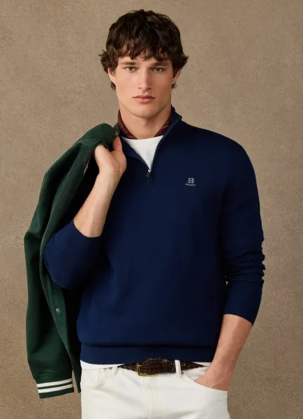 Cotton Branded Quarter Zip Jumper