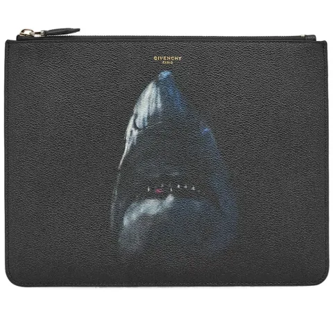 Large Shark Print Zip Pouch