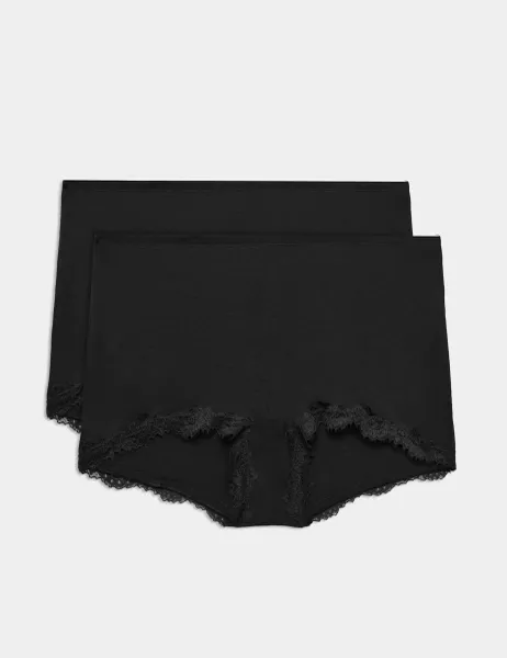 Autograph 2 Pack Cashmere Blend Mid Rise Boy Shorts Black