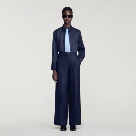 Rhinestone straight-leg trousers