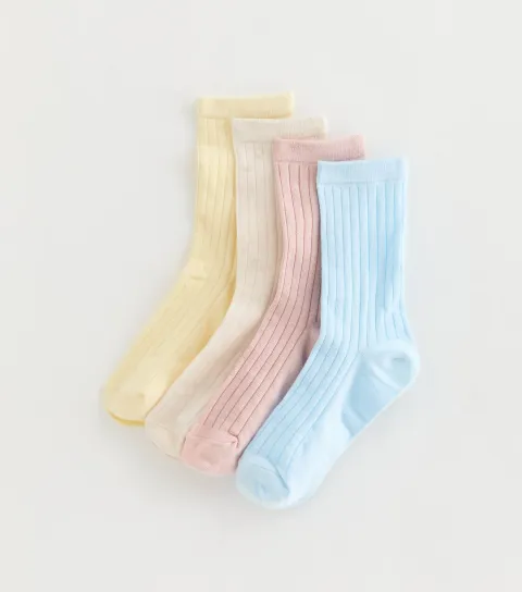 Pack of 4 Multicolour Pastel Ribbed Ankle Socks