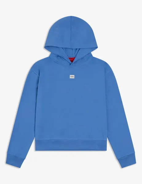 HUGO Cotton Modal Blend Hoodie Light Blue
