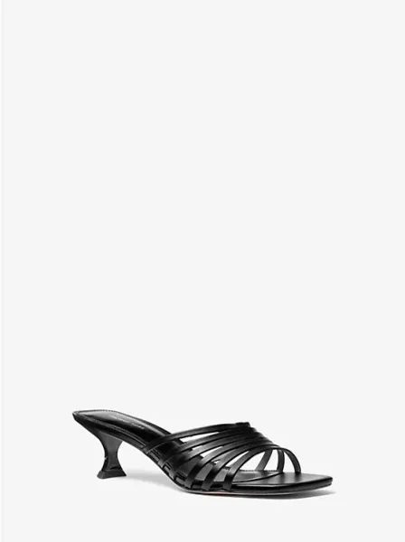 Michael Kors Haisley Leather Kitten Sandal