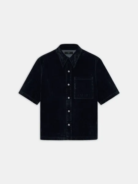 VELVET CAMP SHIRT - BLACK