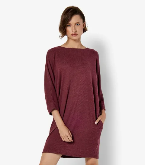 Women's Soft Ribbed Cocoon Mini Dress