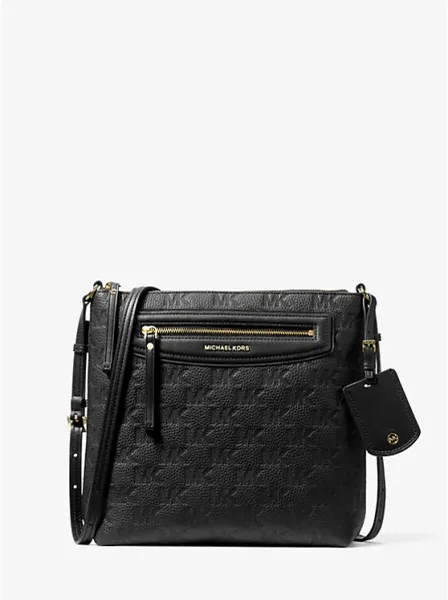 Jet Set Travel Large Logo Embossed Leather Crossbody Bag