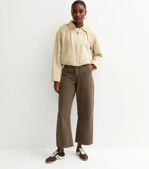 Women's Brown Cargo Barrel Leg Trousers