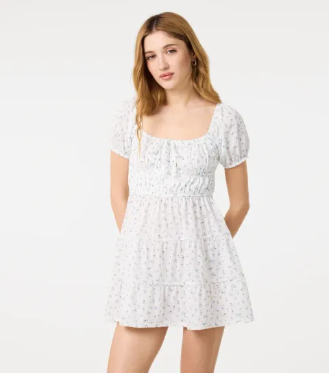 Women's Off White Jersey Cap Sleeve Mini Dress