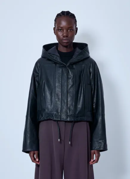 Sportmax Hooded Leather Jacket