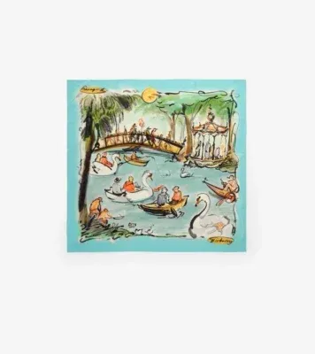 Swan Lake Silk Scarf in Skylight blue
