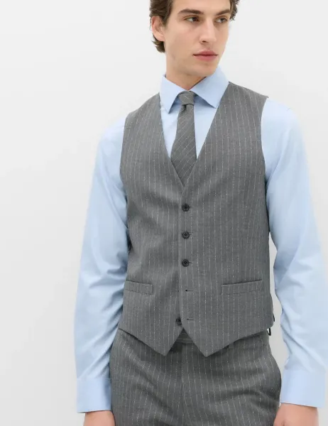 Marks & Spencer Pin Stripe Stretch Suit Waistcoat Dark Grey
