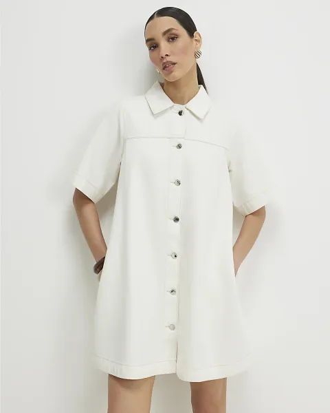 River Island Button Through Denim Dress
