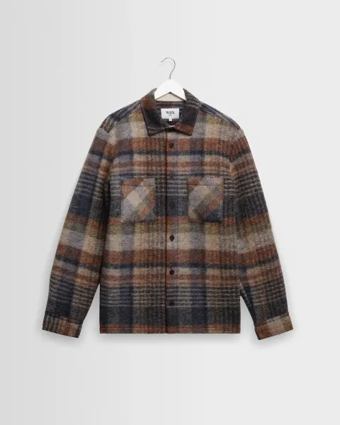 Whiting - Oatmeal and Multicolour Check Wool Blend Overshirt