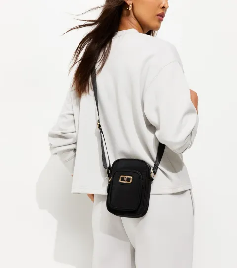 Black Logo Charm Phone Bag