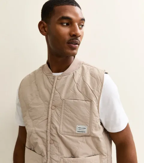 Jack & Jones Men's Oatmeal Regular Lightweight Gilet