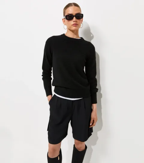 New Look Women's Black Knitted Crew Neck Jumper