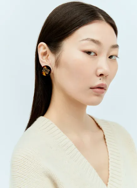 Logo Plaque Tortoiseshell Earrings