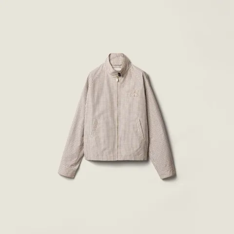 Checked technical fabric blouson jacket
