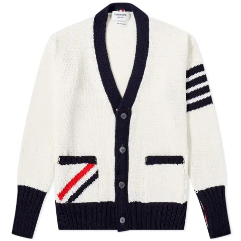 Engineered Stripe Intarsia Chunky Cardigan