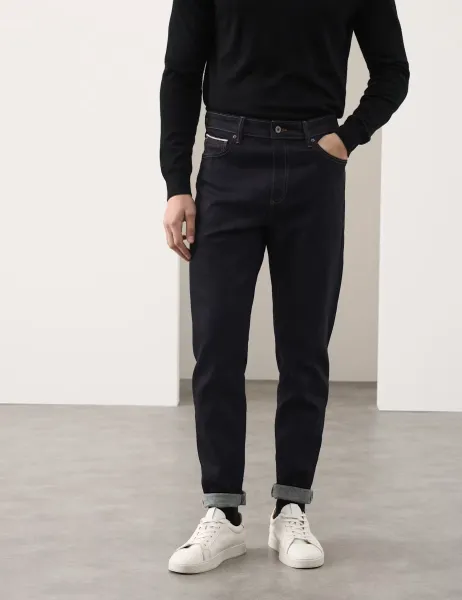 Autograph Tapered Fit Japanese Selvedge Stretch Jeans Dark Indigo