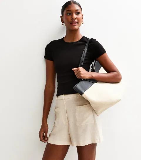New Look Women's Stone Bermuda Patch Pocket Shorts