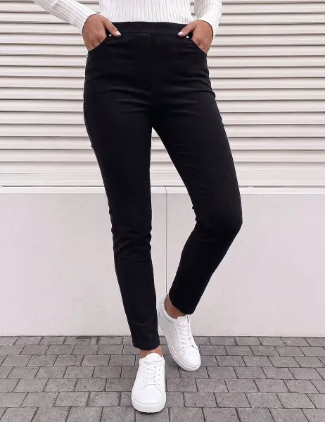 Roman Cord Straight Leg Trousers Black Mix