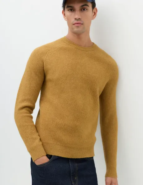 Marks & Spencer Supersoft Crew Neck Jumper with Wool Butterscotch