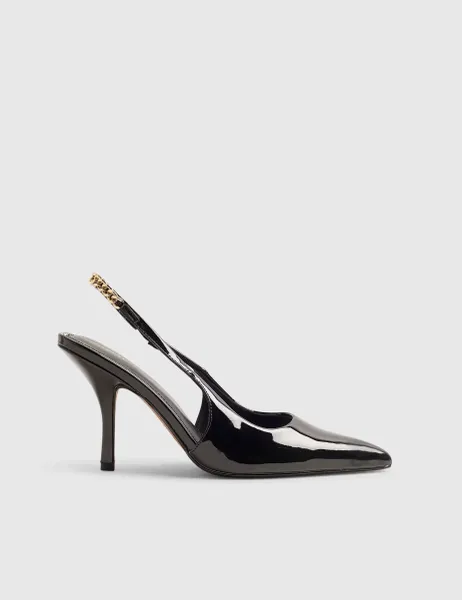 River Island Stiletto Pointed Slingback Shoes Black