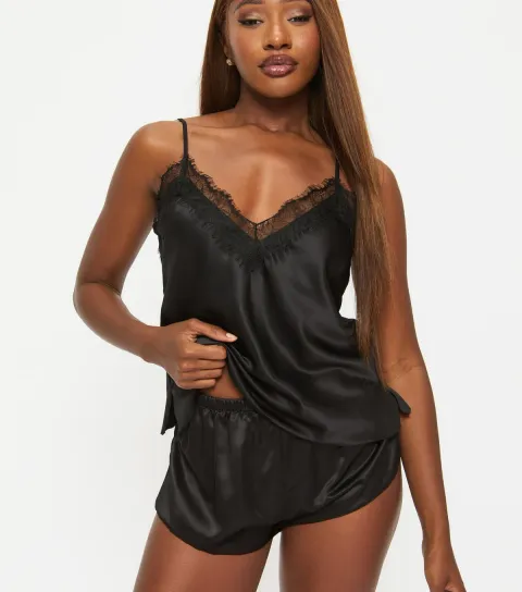 Women's Black Cerise Cami Pyjama Set