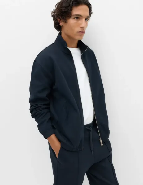 Marks & Spencer Ultimate Cotton Rich Full Zip Sweatshirt Navy