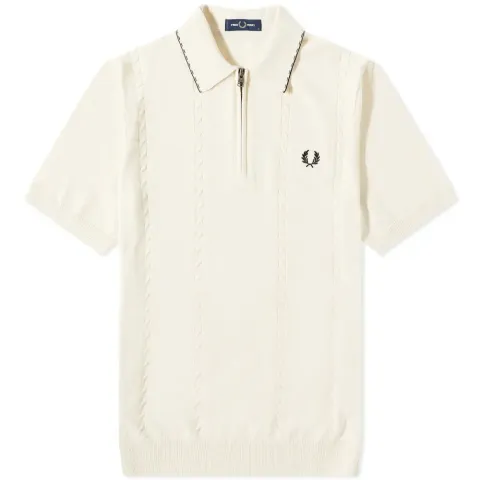 Cable Knit Zip Polo