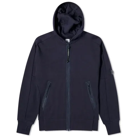 Diagonal Raised Fleece Zipped Hoodie