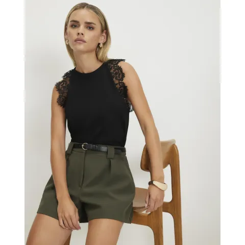 River Island Petite Smart Belted Tailored Shorts
