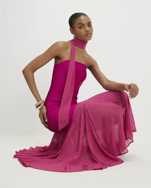 River Island Scarf Bandeau Hybrid Midi Dress